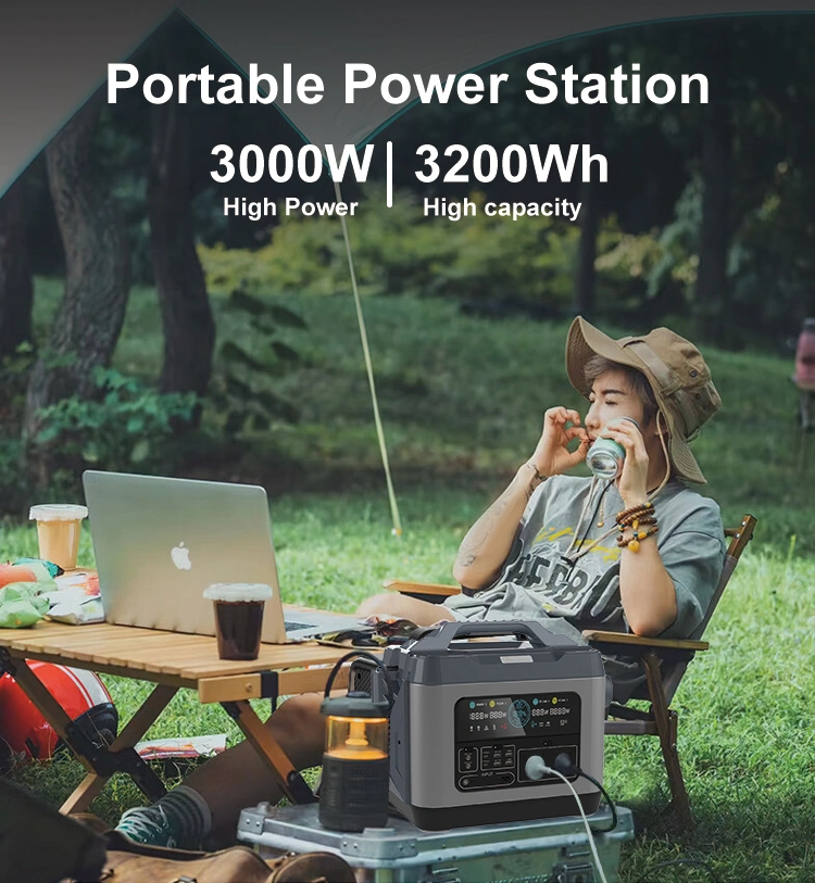 Large Capacity Solar Generator 3000W Portable Power Station with Foldable Solar Panel