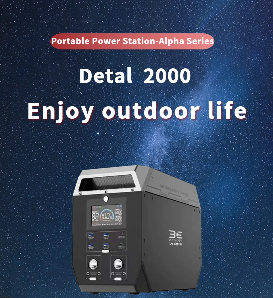 2000W LifePo4 Battery Build-In BMS MPPT Inverter Portable Solar Power Station For RV/Home/ Camping