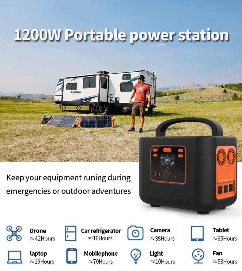 OEM ODM 1200W Station Outdoor Emergency Power Supply Backup Battery Solar Generator Home Lifep04 Portable Power Station