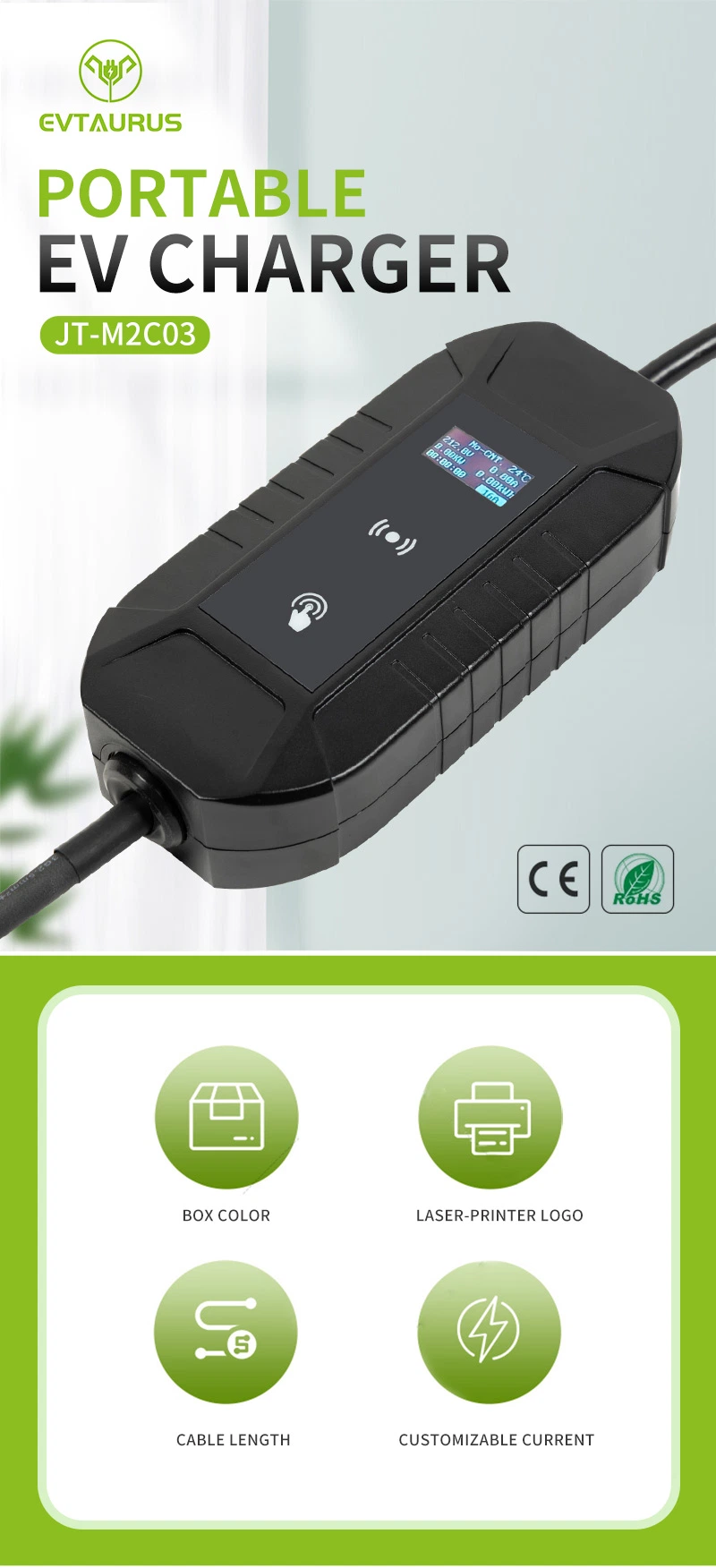 New Design Factory Price 3.5kw Wall Mounted Portable EV Charger Station with Fashion Look