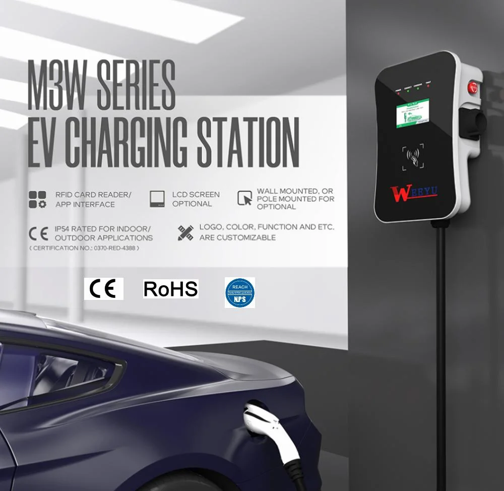 7kw Fast EV Charger IP54 Wall Mount Wallbox Quick Electrical Car Charger EV Charging Station with 5m Length Cable