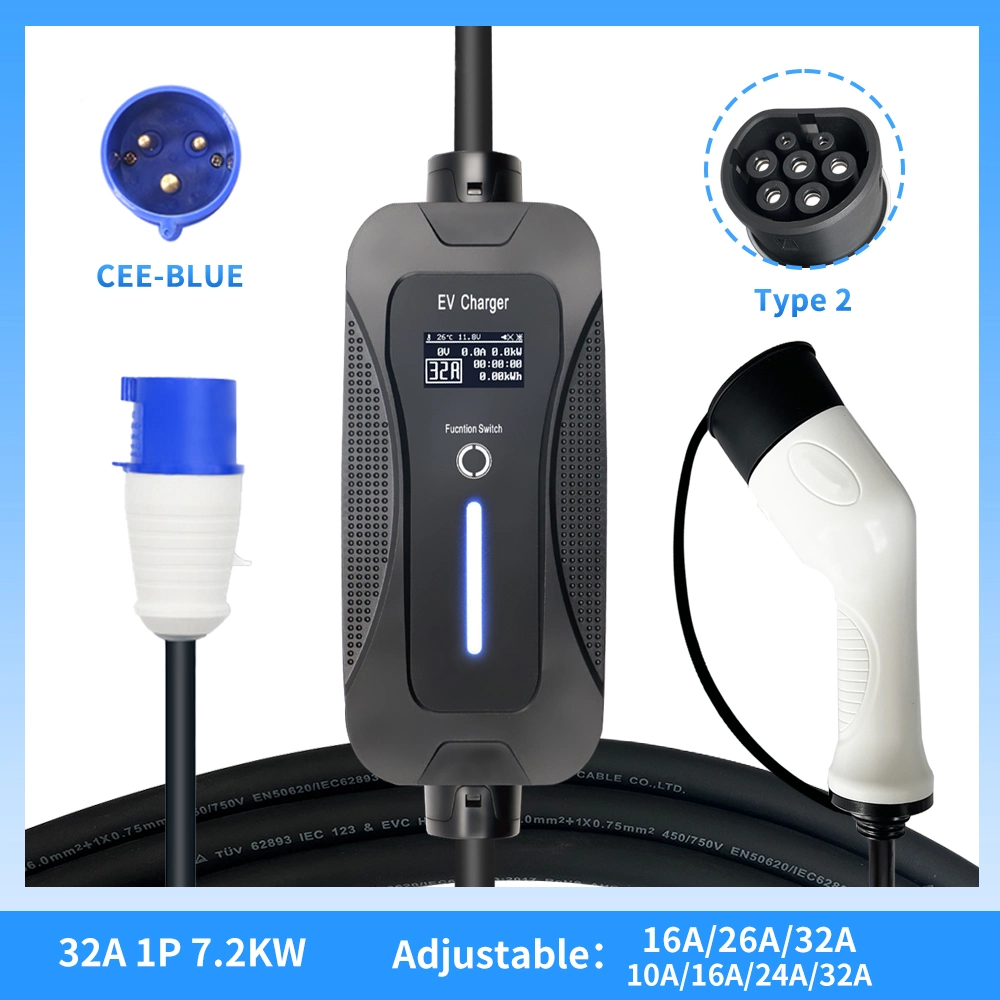 IEC62196 Type 2 EV Portable Car Charger 16A Electric Vehicle Charger
