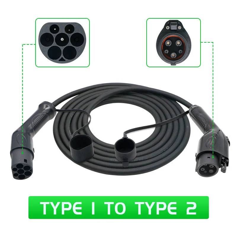 Type 1 to Type 2 3.5kw 7kw 16A 32A Saej 1772 Electric Car Charger EV Charging Cable